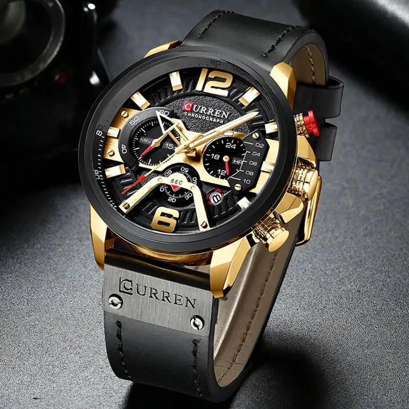 Military Leather Chronograph Wristwatch - MANDOTOS