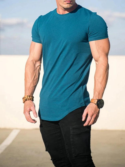 Muscle Fitness T-shirt Summer Men's Athleisure Workout short sleeve T-shirt High Quality cotton Men T-shirt Gym Sport Shirt Tops - MANDOTOS