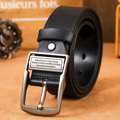 New Leather Cowhide Men's Belt Fashion Metal Alloy Pin Buckle Adult Luxury Brand Jeans Business Casual Waist Male Strap Brand - MANDOTOS