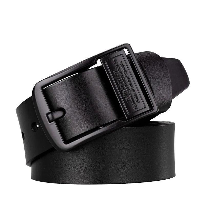 New Leather Cowhide Men's Belt Fashion Metal Alloy Pin Buckle Adult Luxury Brand Jeans Business Casual Waist Male Strap Brand - MANDOTOS