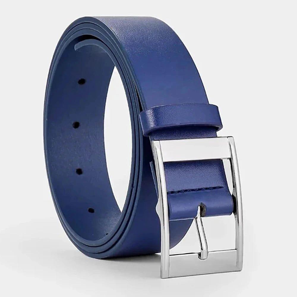 New Luxury Belt for Men PU Leather Belt Metal Pin Buckle High Quality Famous Brand Designer Waist Strap Belts for Jeans Men Belt - MANDOTOS