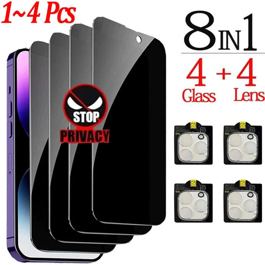 Anti-Spy Glass For iPhone 16 15 14 13 Pro Max Privacy Screen Protectors & Camera Protection Film For iPhone15 12 11 Pro mica - MANDOTOS
