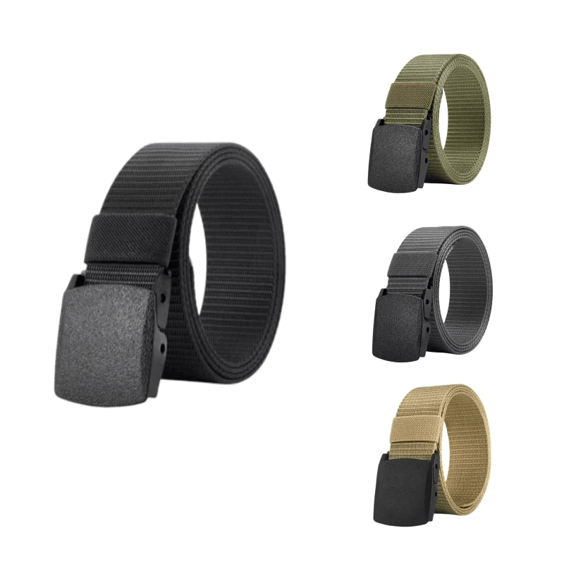 Nylon Military Tactical Men Belt 2 Pack Webbing Canvas Outdoor Web Belt with Plastic Buckle gift for Men - MANDOTOS