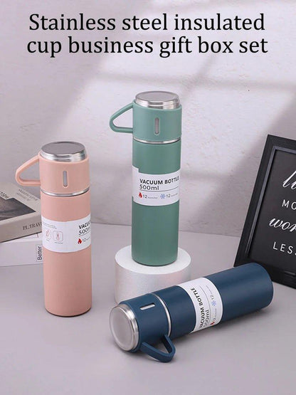 One Cup Three Lid Thermos Cup Set 304 Stainless Steel Handle Lid Gift Cup Men's And Women's Portable Gift Box Set - MANDOTOS
