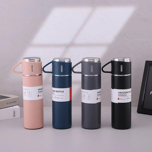 One Cup Three Lid Thermos Cup Set 304 Stainless Steel Handle Lid Gift Cup Men's And Women's Portable Gift Box Set - MANDOTOS