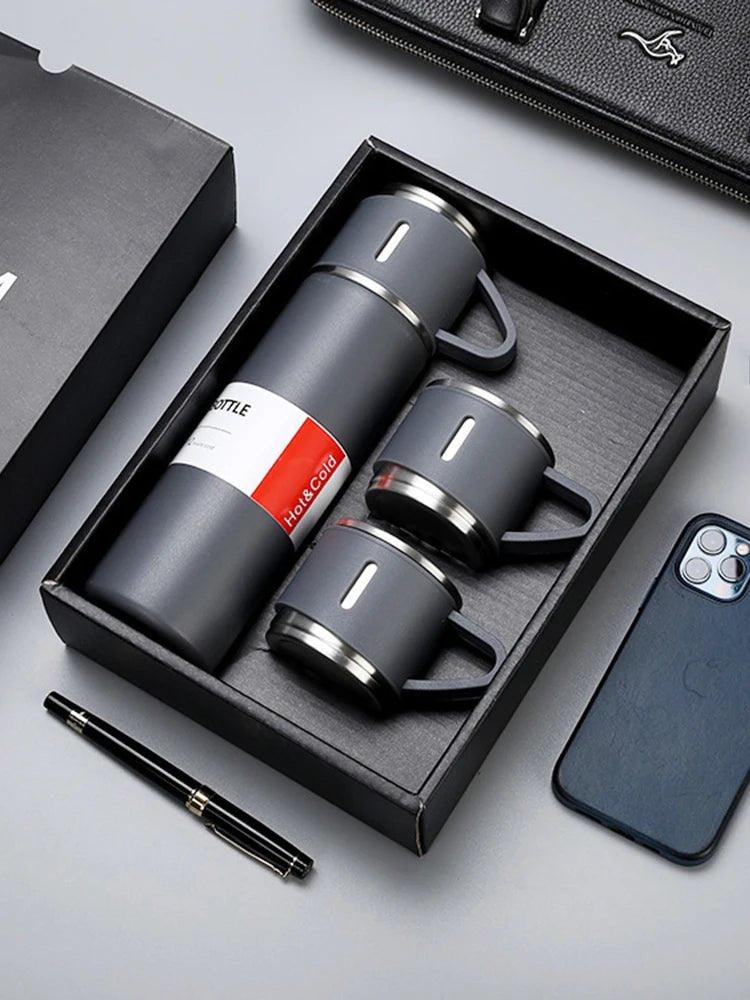 One Cup Three Lid Thermos Cup Set 304 Stainless Steel Handle Lid Gift Cup Men's And Women's Portable Gift Box Set - MANDOTOS