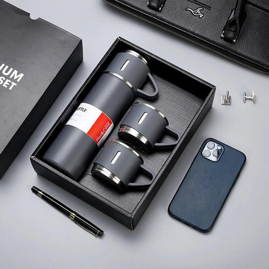 One Cup Three Lid Thermos Cup Set 304 Stainless Steel Handle Lid Gift Cup Men's And Women's Portable Gift Box Set - MANDOTOS