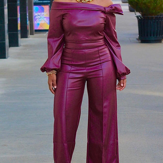 Glamourista Women's Trendy Leather Suit - Chic & Confident Style - MANDOTOS