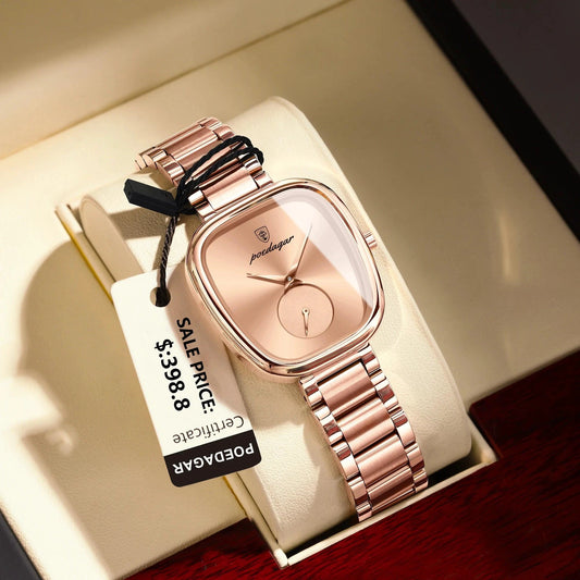 POEDAGAR Elegant Women's Quartz Watch - Waterproof Stainless Steel Timepiece for Confident Ladies - MANDOTOS