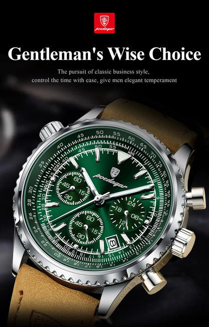 POEDAGAR Luxury Man Watch Quartz Waterproof Luminous Date Chronograph Leather Men Wristwatch Military Sports Men's Watches Reloj - MANDOTOS