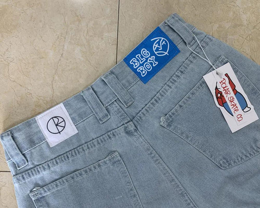 Polar Big Boy Embroidery Jeans Y2K Pants Streetwear Gothic Cartoon Blue Baggy Jeans Retro Punk Rock High Waist Denim Trousers - MANDOTOS