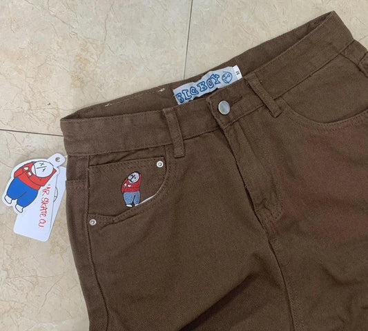 Polar Big Boy Embroidery Jeans Y2K Pants Streetwear Gothic Cartoon Blue Baggy Jeans Retro Punk Rock High Waist Denim Trousers - MANDOTOS