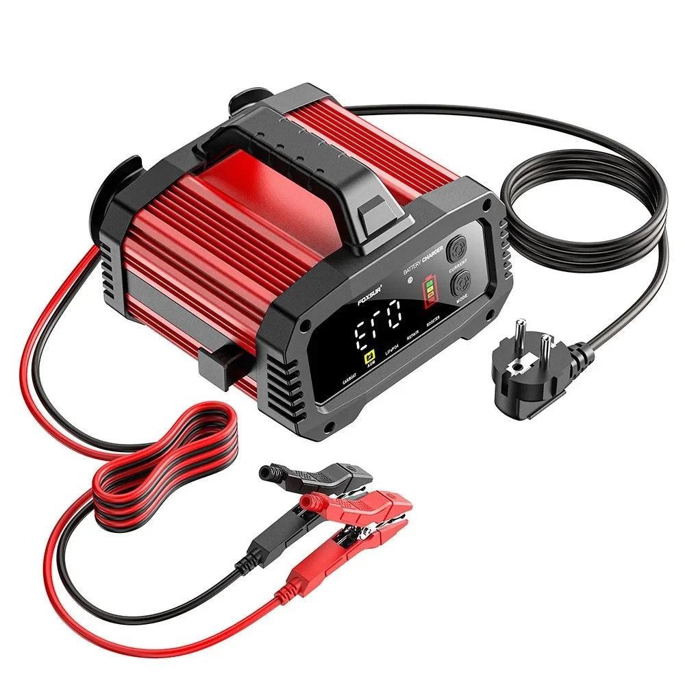 Portable 25A/15A Smart Car Battery Charger for 12V-24V Motorcycle Lead Acid AGM GEL LiFePo4 Batteries Car Booster Pulse Repair - MANDOTOS
