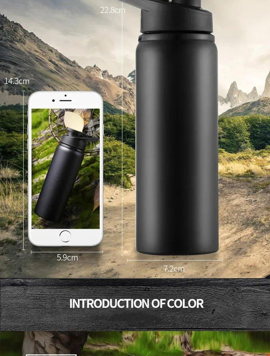 Portable Water Bottle Bicycle Riding Drinking Water Bottle Outdoor Sport Travel Mug Metal Stainless Steel Bottle - MANDOTOS