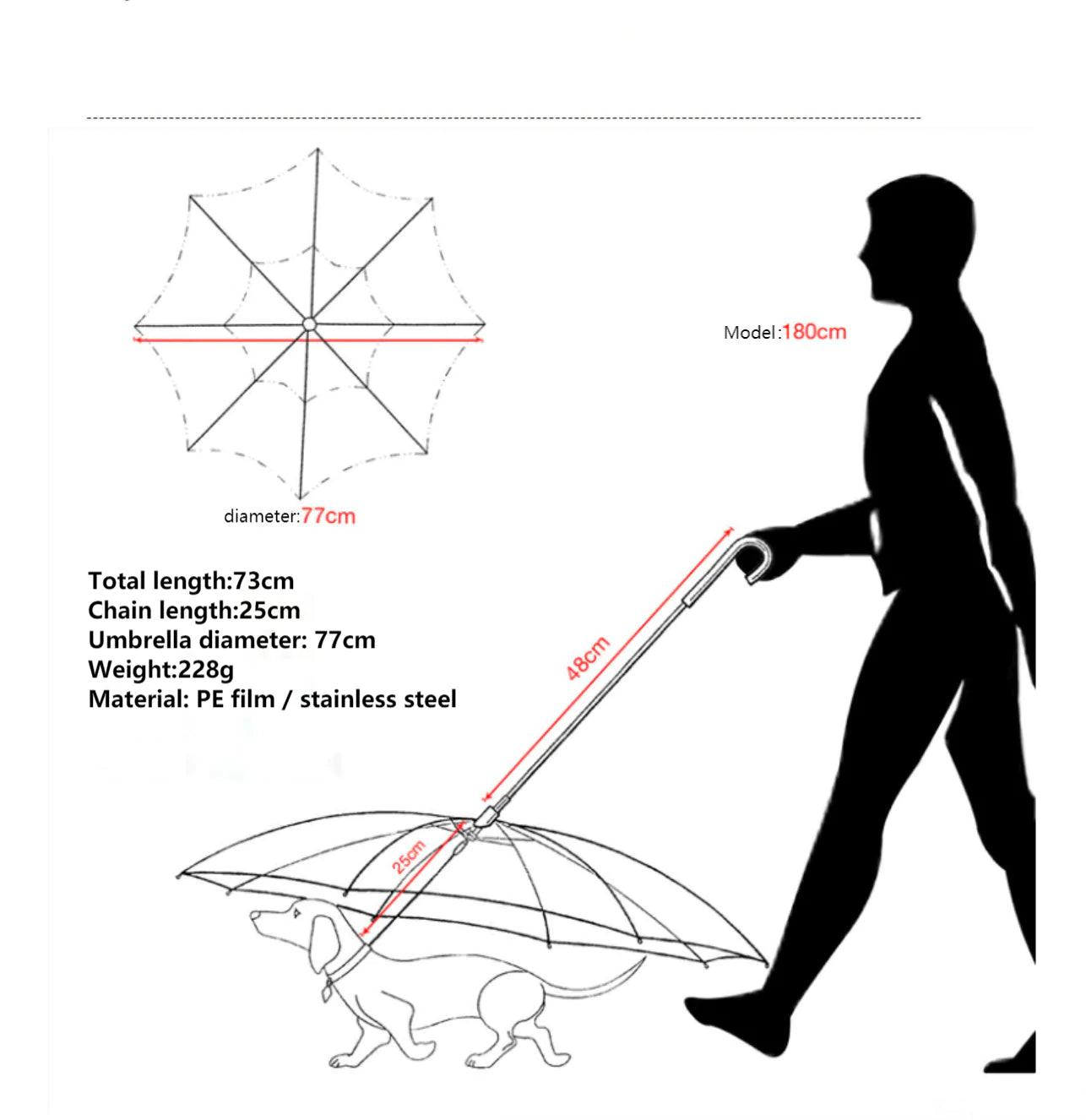 Rainwalk Pet Umbrella Leash - MANDOTOS