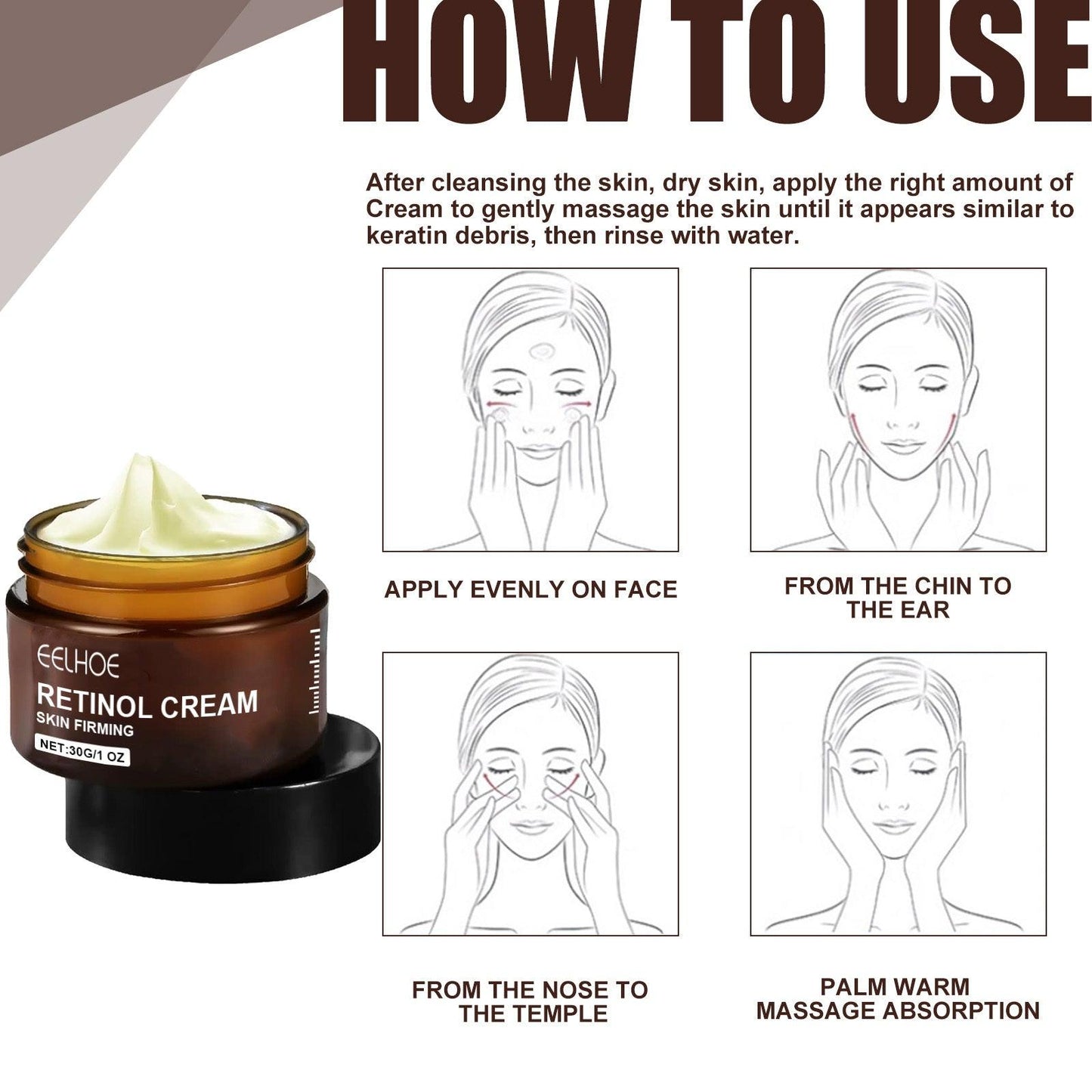 Retinol Anti Aging Wrinkle Removal Skin Firming Cream, EELHOE Retinol Cream Anti-Aging With Hyaluronic Acid And Vitamin - MANDOTOS