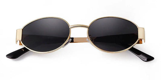 Retro Metal Frame Pilot Oval Sunglasses Women Men Brand Designer Vintage Round Sun Glasses Luxury 90s Green Lens Shades Male UV - MANDOTOS