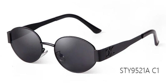 Retro Metal Frame Pilot Oval Sunglasses Women Men Brand Designer Vintage Round Sun Glasses Luxury 90s Green Lens Shades Male UV - MANDOTOS