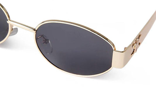 Retro Metal Frame Pilot Oval Sunglasses Women Men Brand Designer Vintage Round Sun Glasses Luxury 90s Green Lens Shades Male UV - MANDOTOS