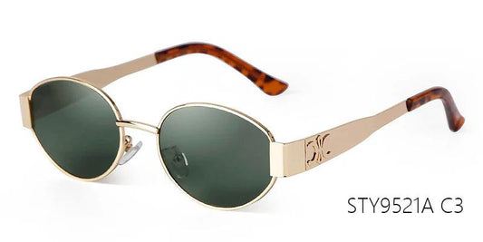 Retro Metal Frame Pilot Oval Sunglasses Women Men Brand Designer Vintage Round Sun Glasses Luxury 90s Green Lens Shades Male UV - MANDOTOS