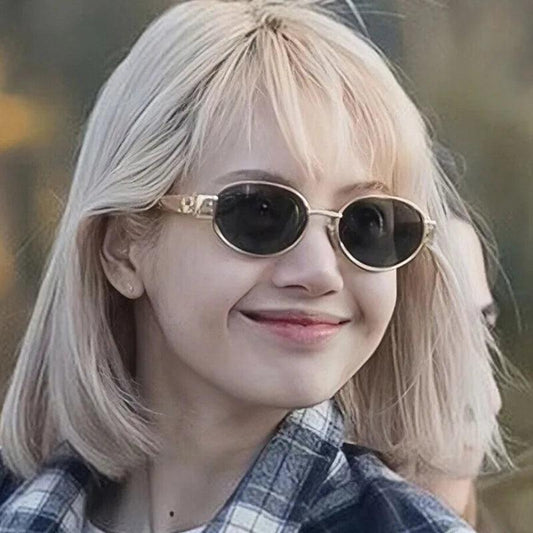 Retro Metal Frame Pilot Oval Sunglasses Women Men Brand Designer Vintage Round Sun Glasses Luxury 90s Green Lens Shades Male UV - MANDOTOS