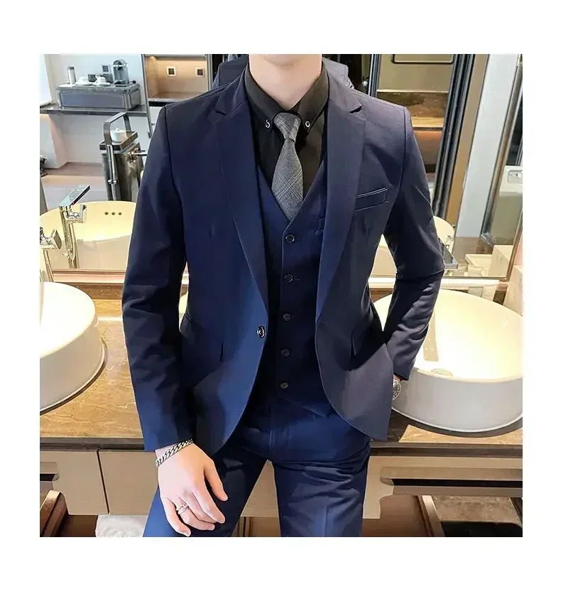 S-9XL New (Blazer+Vest+Pants) Men's Fashion Business Gentleman Professional Formal Dress Korean Version Banquet Dress Suit 6XL - MANDOTOS INTERNATIONAL