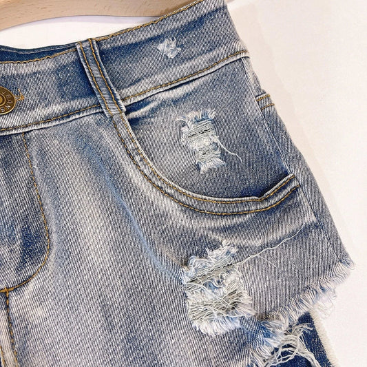 European Chic High Waist Light-Colored Raw Hem Jeans - MANDOTOS