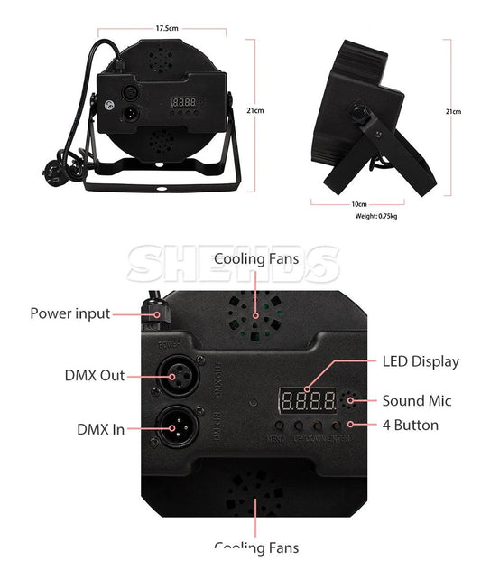 SHEHDS HOT LED Flat Par 7X18W/7X12W RGBWA+UV/RGBW Light Family Birthday Party Theater Wedding Christmas Lights - MANDOTOS