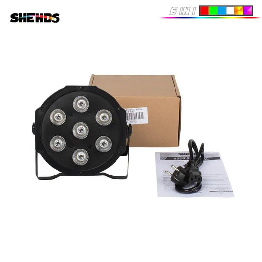 SHEHDS HOT LED Flat Par 7X18W/7X12W RGBWA+UV/RGBW Light Family Birthday Party Theater Wedding Christmas Lights - MANDOTOS