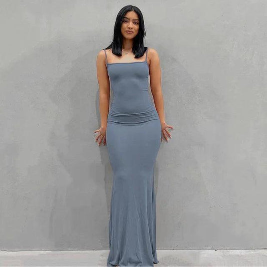 Sleek Satin Backless Gown - MANDOTOS