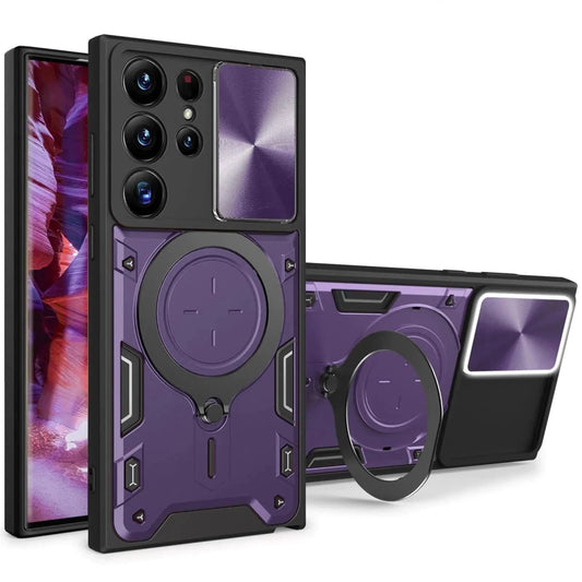 MANDOTOS CCSmall S23 Ultra Armor Case With Rotatable Ring JS Purple For Galaxy S23 Ultra - MANDOTOS