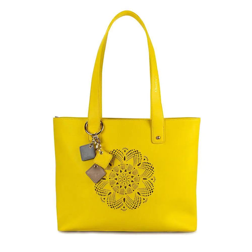 Sprout Leather Tote -Lemon - MANDOTOS