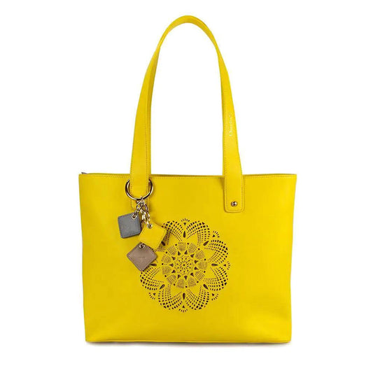 Sprout Leather Tote -Lemon - MANDOTOS