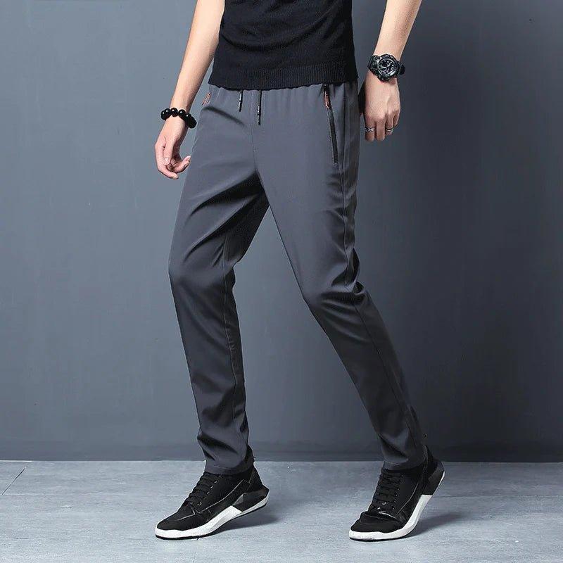 Summer men's ice silk quick drying casual pants slim fit Korean version ice silk pants sports pants straight tube quick drying p - MANDOTOS