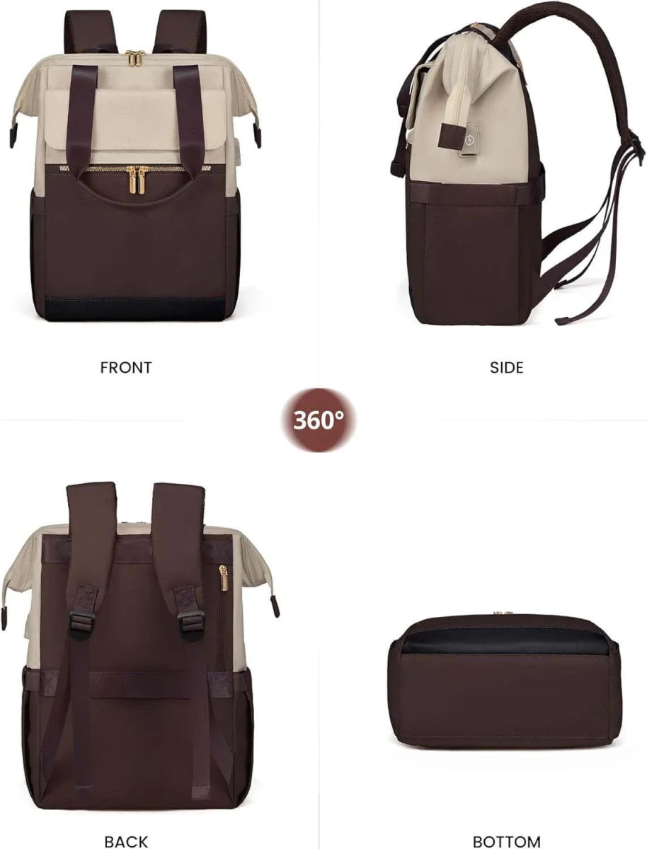Super Lightweight Women's Travel Laptop Backpack with Curved Shoulder Straps - MANDOTOS INTERNATIONAL