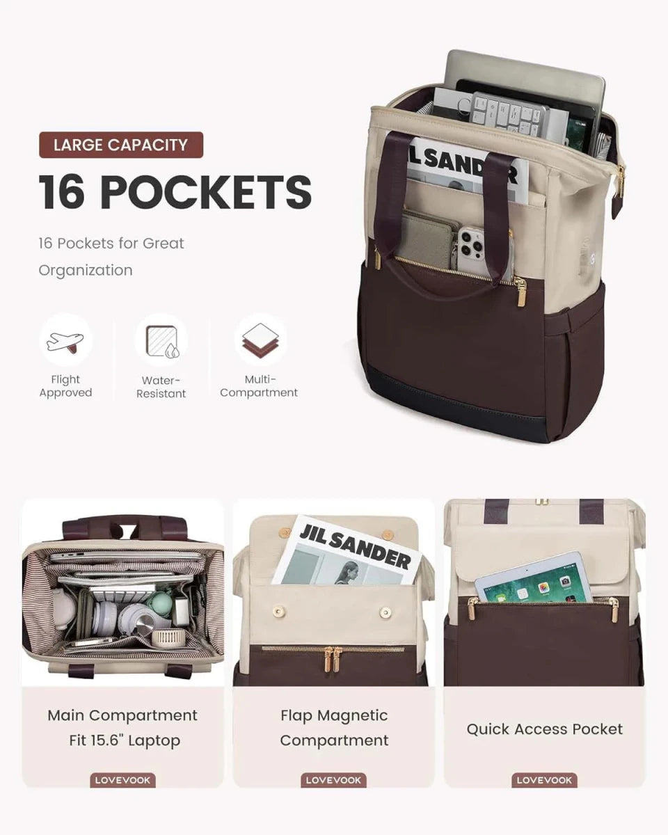 Super Lightweight Women's Travel Laptop Backpack with Curved Shoulder Straps - MANDOTOS INTERNATIONAL
