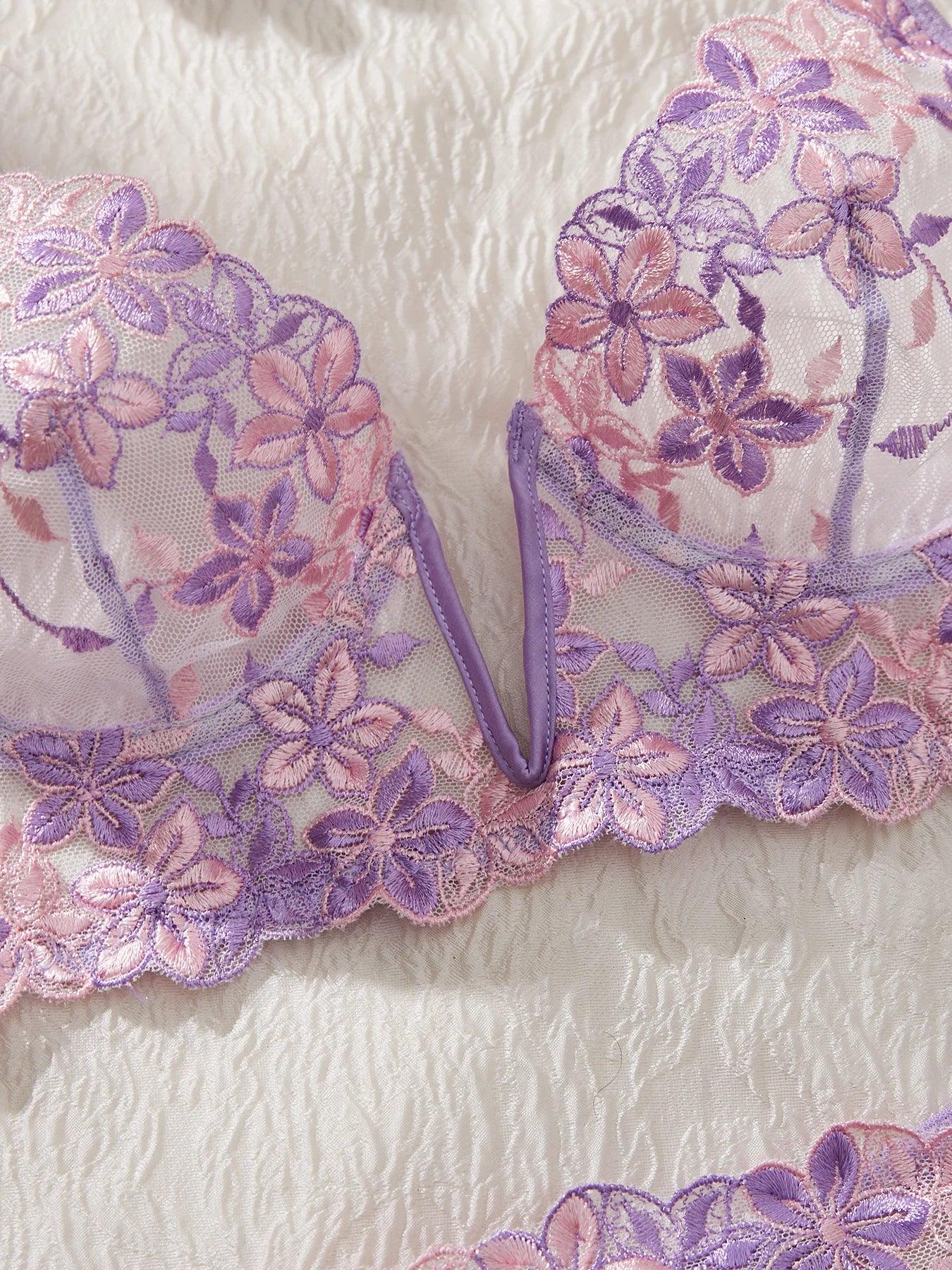 The temptation of Valentine's Eve light purple Danube group ladies sexy lingerie bra women's suit - MANDOTOS
