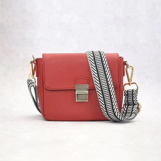 Compact Leather Crossbody Handbag - Cabernet - MANDOTOS