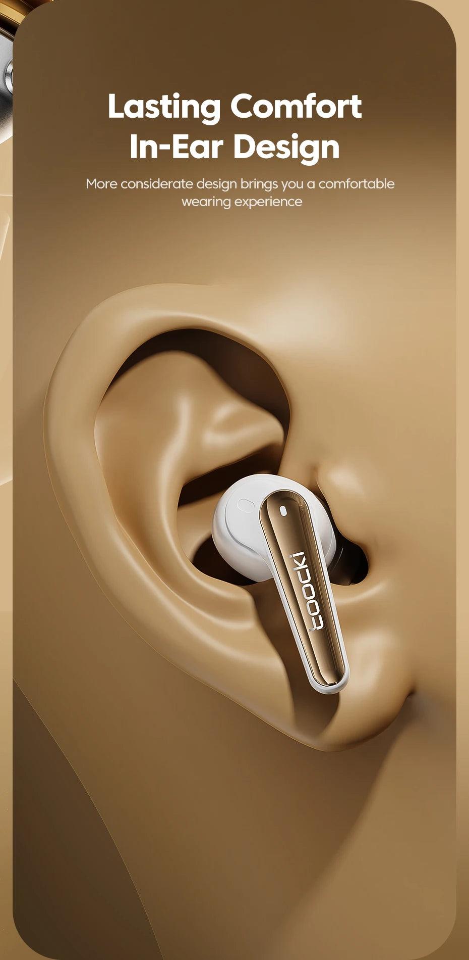 Toocki ANC Bluetooth Earphone 5.4 Dual Noise Cancellation Waterproof Wireless Headphone 3D Stereo In-ear ENC Earbuds With Mic - MANDOTOS