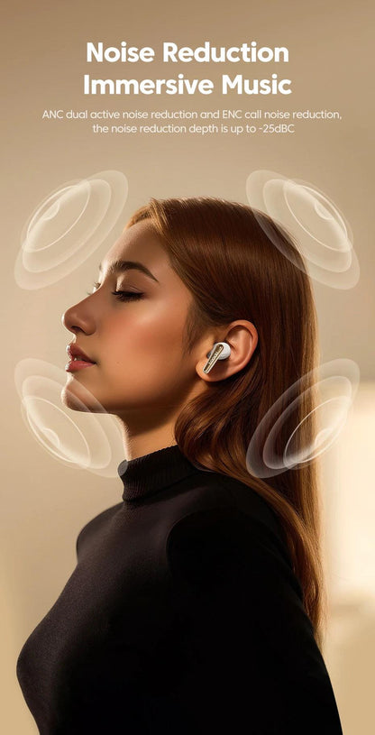 Toocki ANC Bluetooth Earphone 5.4 Dual Noise Cancellation Waterproof Wireless Headphone 3D Stereo In-ear ENC Earbuds With Mic - MANDOTOS