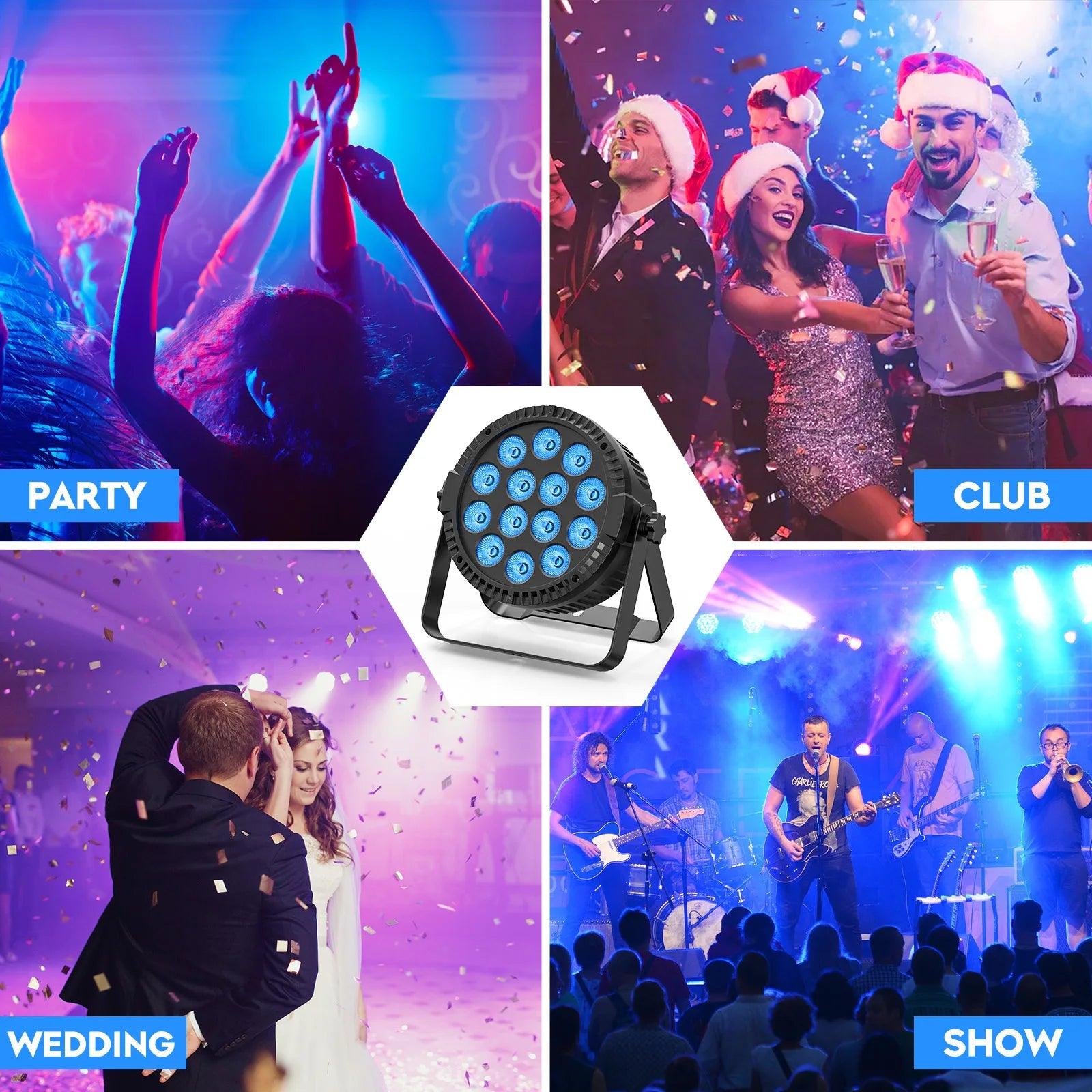 U'King 4PCS 80W Par Light 4in1 RGBW 14 LED Stage Effect Light DMX512 Remote Control Flat Light for KTV DJ Disco Bar Stage Light - MANDOTOS