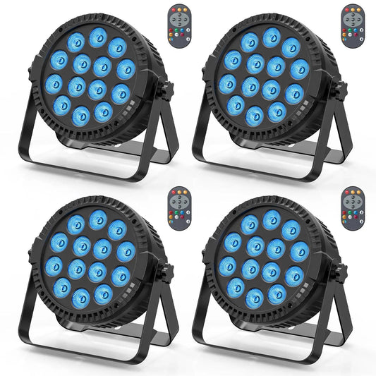 U'King 4PCS 80W Par Light 4in1 RGBW 14 LED Stage Effect Light DMX512 Remote Control Flat Light for KTV DJ Disco Bar Stage Light - MANDOTOS