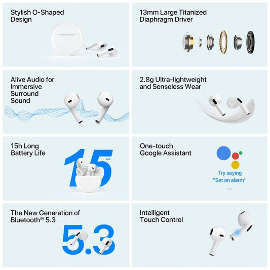 UMIDIGI G1 Buds TWS Wireless Earphones Bluetooth 5.3 ENC Sport Noise Reduction 380mAh Headsets With Microphone - MANDOTOS