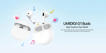 UMIDIGI G1 Buds TWS Wireless Earphones Bluetooth 5.3 ENC Sport Noise Reduction 380mAh Headsets With Microphone - MANDOTOS