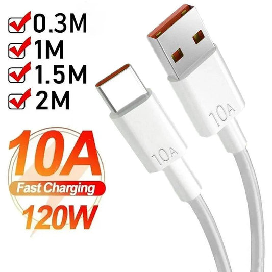 Universal USB Type C Cable - 120W Super Fast Charging for Huawei P40/P30 & Xiaomi Redmi - Available in 0.3/1/1.5/2M - MANDOTOS
