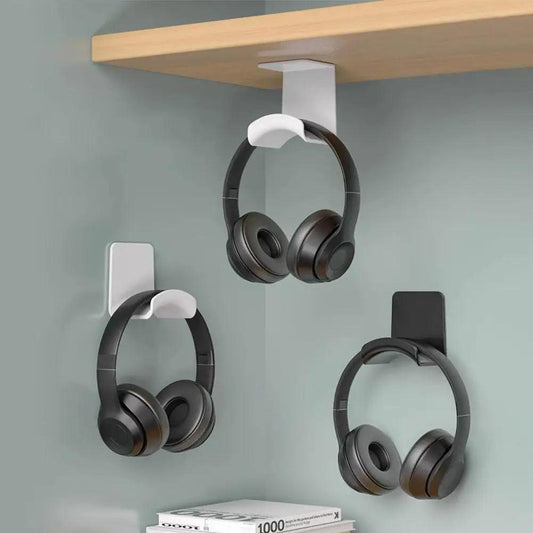 Universal Headphone Stand Adhensive Plastic Wall Mount Hanger Under Desk Headset Rack Holder Support For Gaming Earphone Bracket - MANDOTOS