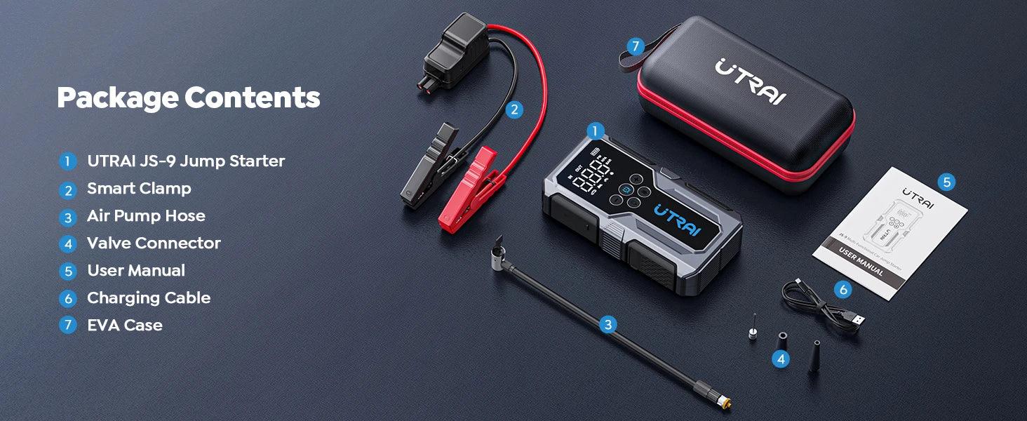 UTRAI 1500A Car Jump Starter Power Bank Portable 150PSI Air Pump Car Battery Emergency Boosters Starting Device Car Starter 2024 - MANDOTOS