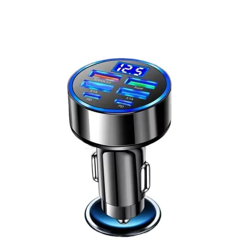 UYUXIO 6 in 1 USB C Car Phone Charger Adapter with Voltage Display Dual PD Super Fast for iPhone 15 Pro max OPPO Samsung Huawei - MANDOTOS