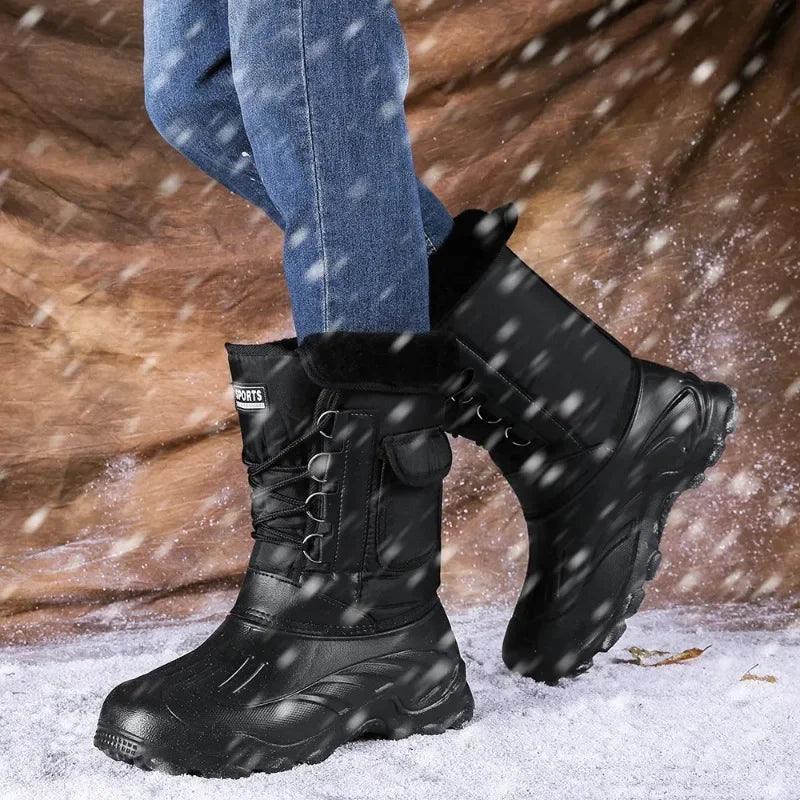 Winter Men's Outdoor Boots Warm Waterproof Snow Boots for Men Fishing Boots Men's Non-slip Hiking Boots Male Sneakers Work Boots - MANDOTOS