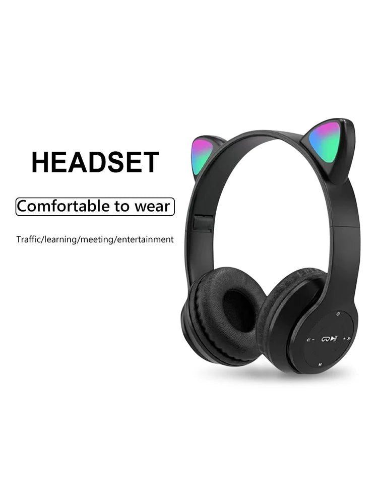 Glow Light Cat Ear Bluetooth Headphones for Kids and Adults - MANDOTOS INTERNATIONAL